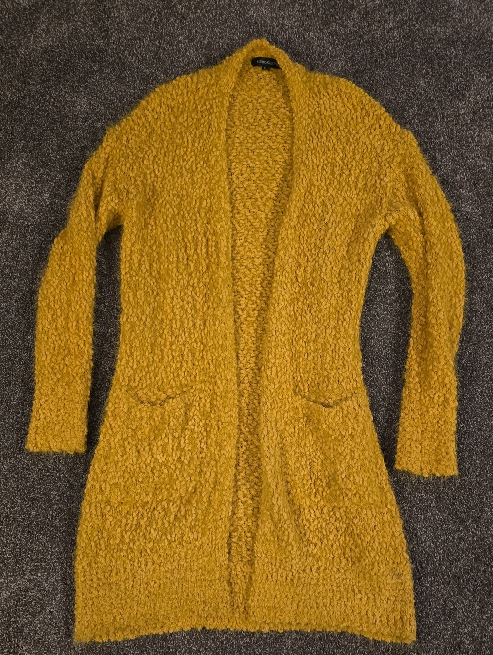 Cozy Open-Front Mustard Bouclé Extremely Soft  Cardigan Sweater